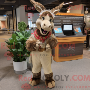 Tan Donkey maskot kostyme...