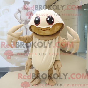 Beige krab mascottekostuum...