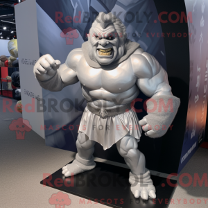 Sølv Ogre maskot kostym...
