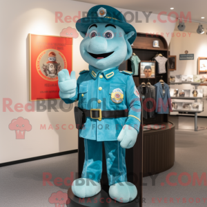Cyan Fire Fighter maskot...