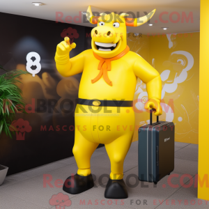 Yellow Bull mascot costume...