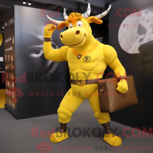 Yellow Bull mascot costume...