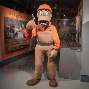Rust Knife Thrower mascot costume character dressed with a Chinos and Cummerbunds