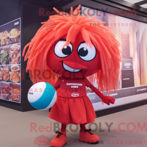 Rød volleyball bold maskot...