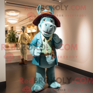 Cyan æsel maskot kostume...