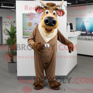 Brown Jersey Cow mascot...