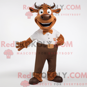Brun Jersey Cow maskot...