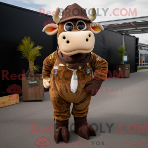 Brun Hereford Cow maskot...