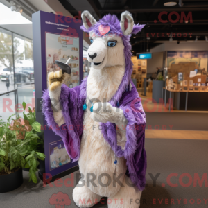 Lavendel-Lama-Maskottchen-K...