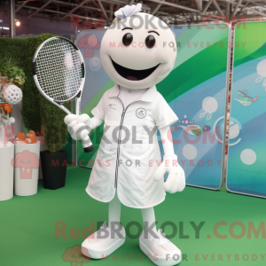 White Tennis Racket mascot...
