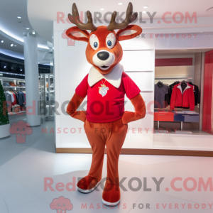 Rød reinsdyrmaskotkostyme...