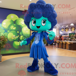 Blå Broccoli maskot kostume...
