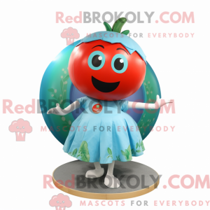 Cyan tomat maskot kostume...