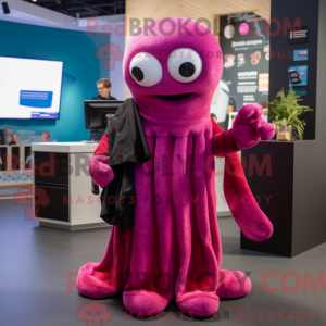 Magenta Squid maskot drakt...