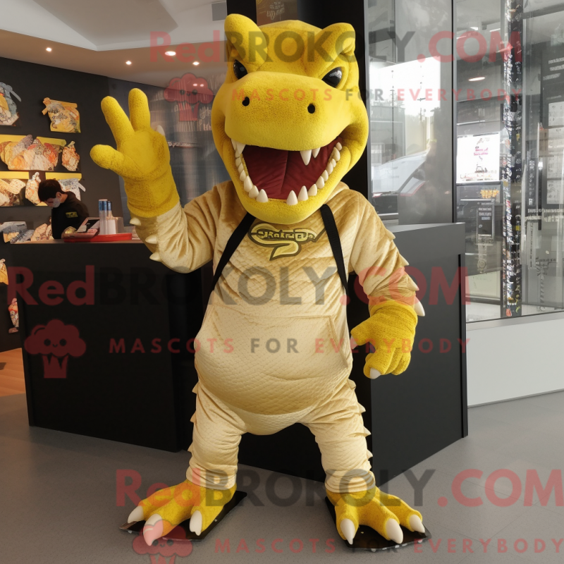 Máscara Gold Krokodille com características drásticas amarradas com um moletom e eleitor - RedBrokoly.com