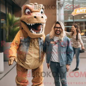 Tan T Rex mascottekostuum...