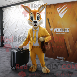 Gold Gazelle maskot kostume...
