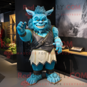 Cyan Ogre maskot kostume...