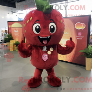 Máscara de morango marrom com capuz e macacão com macacão e calças - Mascotes de morango - REBROKO_346242 - RedBrokoly.com