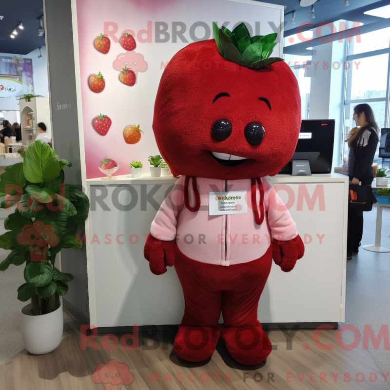 Máscara de morango marrom com capuz e macacão com macacão e calças - Mascotes de morango - REBROKO_346243 - RedBrokoly.com