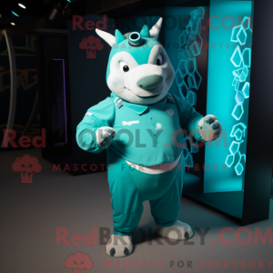 Teal Nashorn Maskottchen...