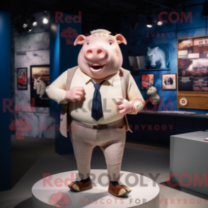 Máscara Cream Pig com capuz e capuz com blazer e braçadeira - Mascotes de porco - REBROKO_346270 - RedBrokoly.com