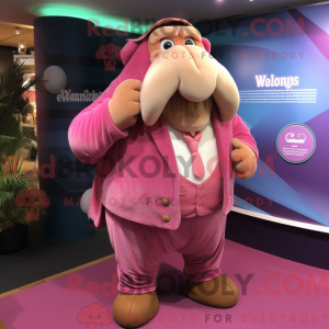 Roze Walrus mascottekostuum...