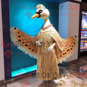 Beige Peacock maskot...