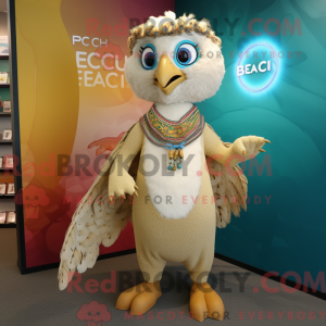 Máscara de påfugl bege com...