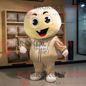 Beige Candy maskot kostume...