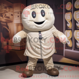 Beige Candy maskot kostume...