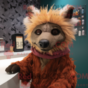 Fantasia de mascote de hiena ferrugem com casaqueto e mitenes - Hiena mascotes - REBROKO_346511 - RedBrokoly.com