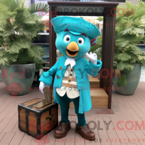 Teal Pirate mascot costume...