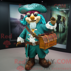 Teal Pirate mascot costume...