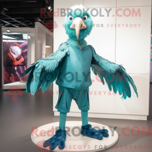 Teal Vulture maskot kostume...
