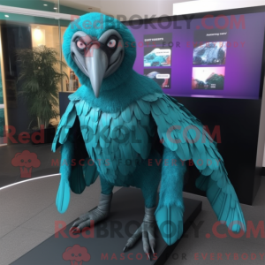 Teal Vulture maskot kostume...