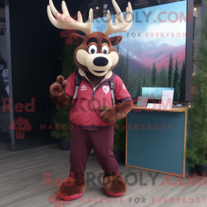 Maroon Elk maskot kostume...