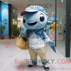 Sky Blue Tuna maskot drakt...