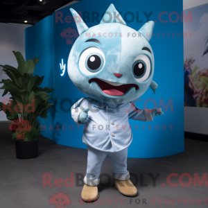 Sky Blue Tuna maskot drakt...