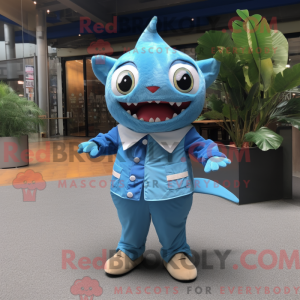 Sky Blue Tuna maskot drakt...