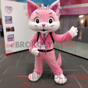 Pink Bobcat maskot kostume...