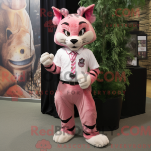 Roze Bobcat-mascottekostuum...