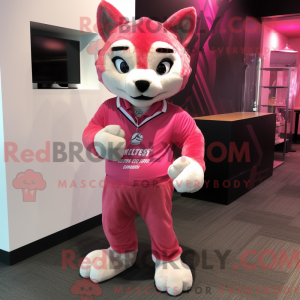 Pink Bobcat maskot kostume...