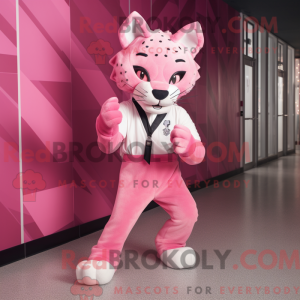 Pink Bobcat maskot kostume...