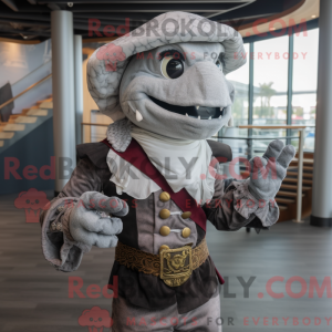 Sølv Pirate maskot drakt...