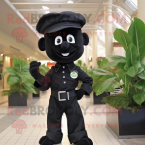 Black Spinach mascot costume character dressed with a Poplin Shirt and Berets