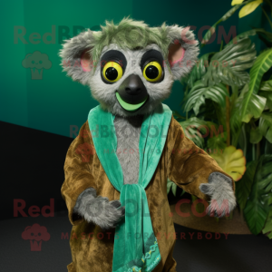 Grønn Lemur maskot drakt...
