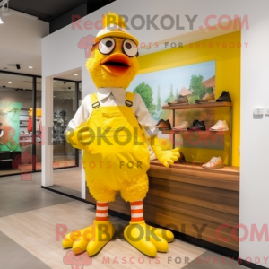 Gele kip mascottekostuum...