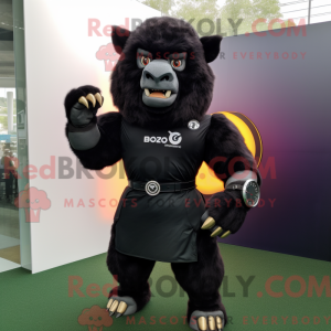 Sort Bison maskot kostume...