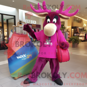 Magenta Elk maskot kostume...